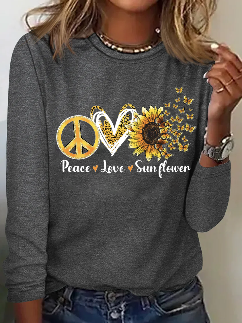 Hippie Peace Love Sunflower T-shirt