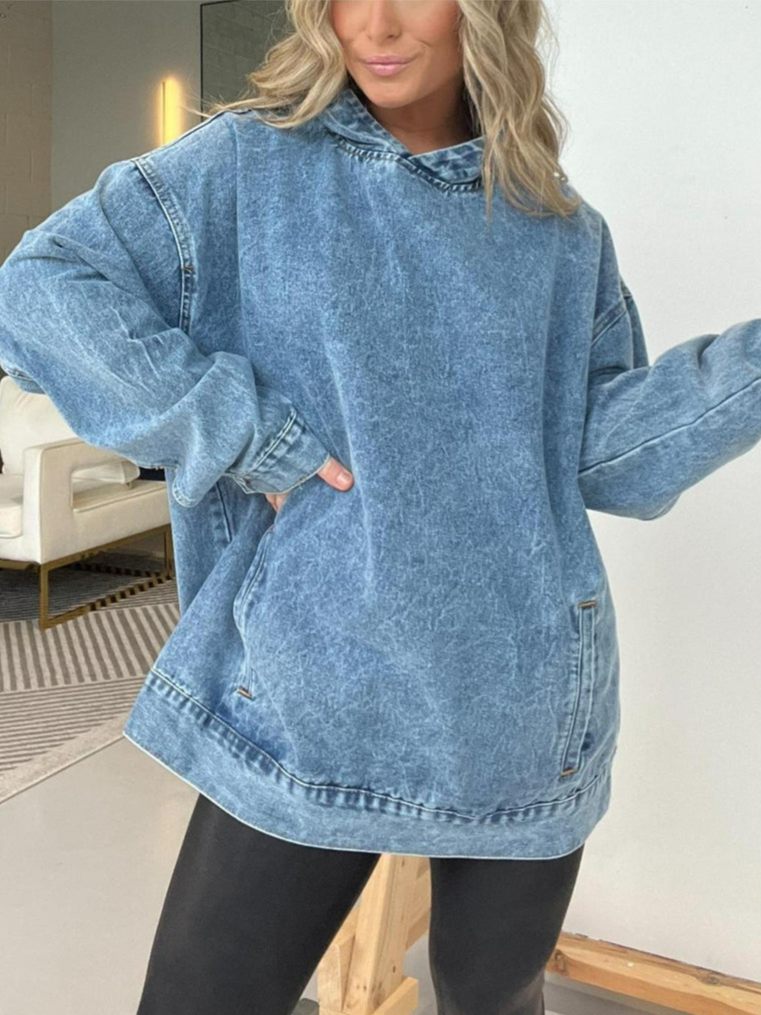 Hoodie Loose Casual Denim Hoodie