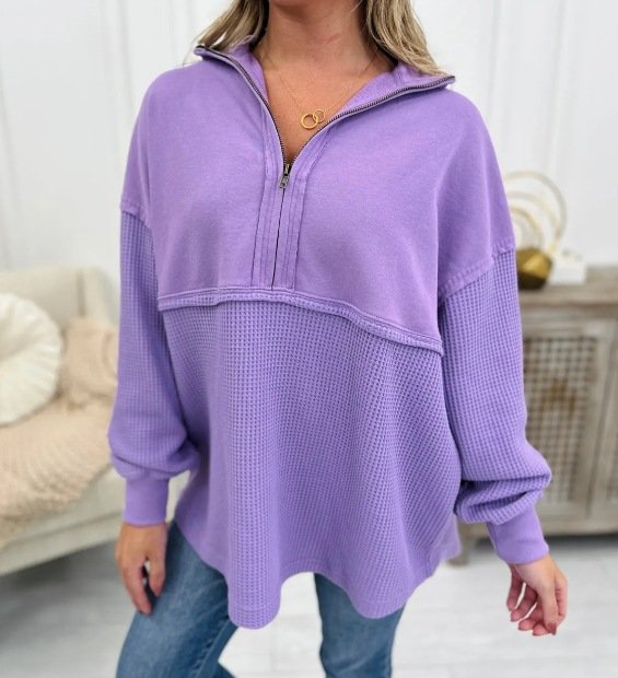 Loose Casual Shawl Collar Plain Sweatshirt