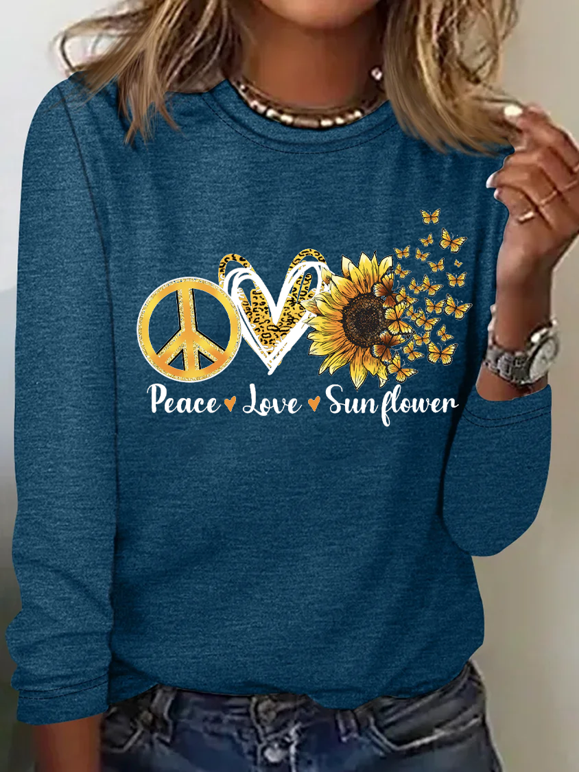 Hippie Peace Love Sunflower T-shirt