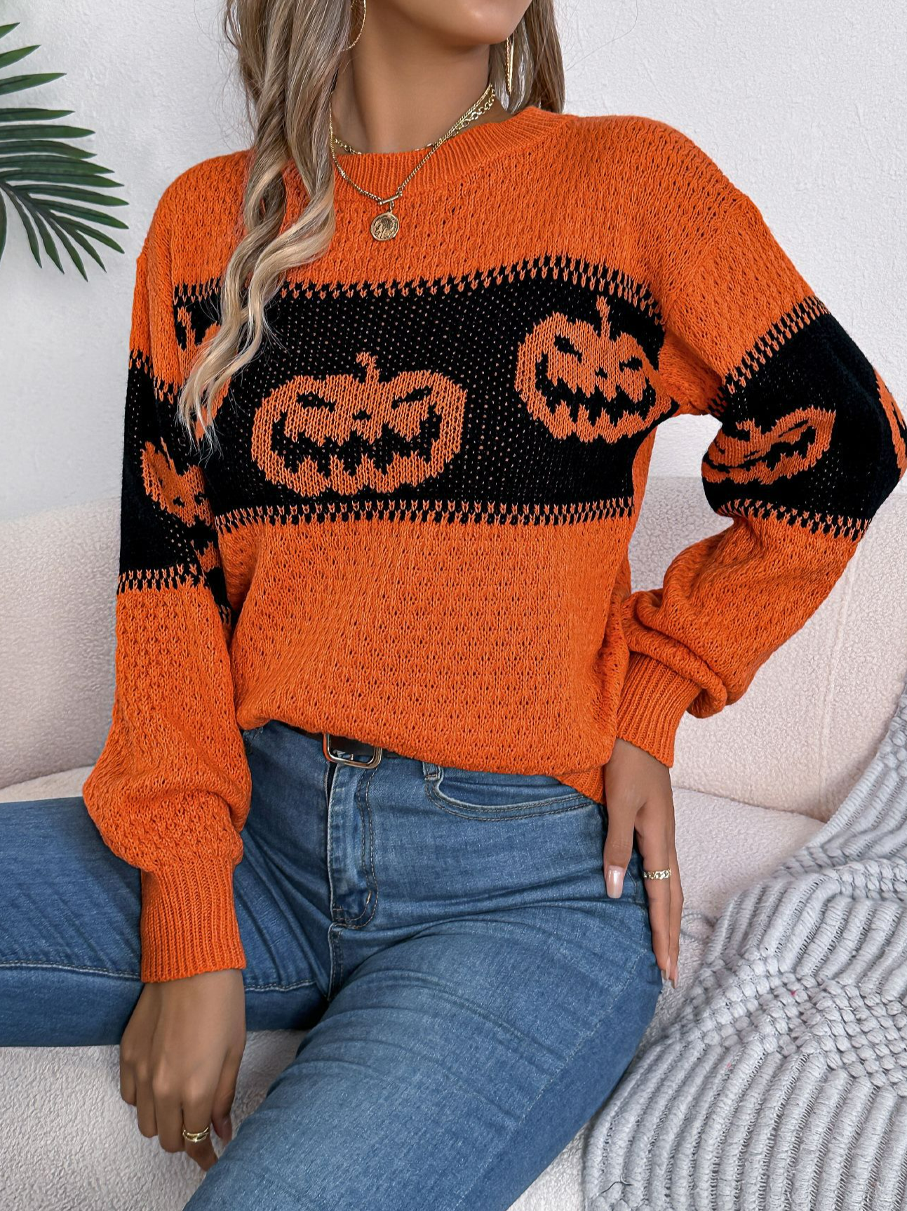 Halloween Casual Loose Wool/Knitting Sweater