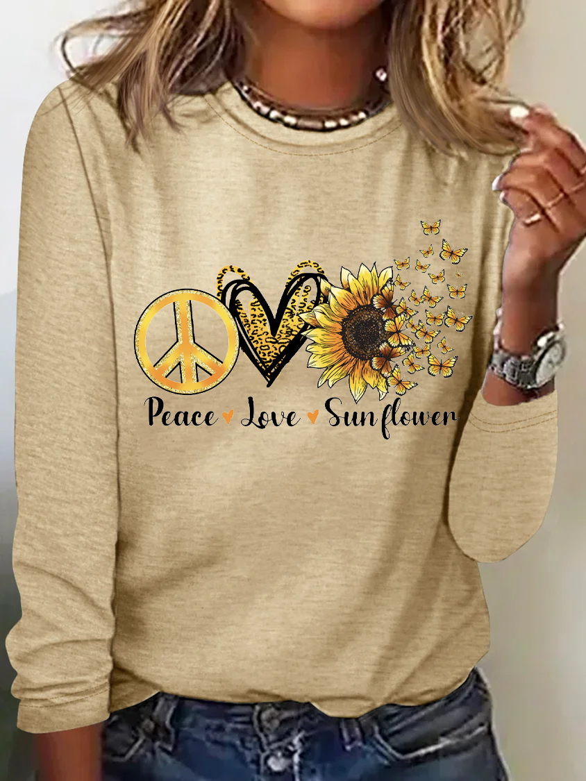 Hippie Peace Love Sunflower T-shirt