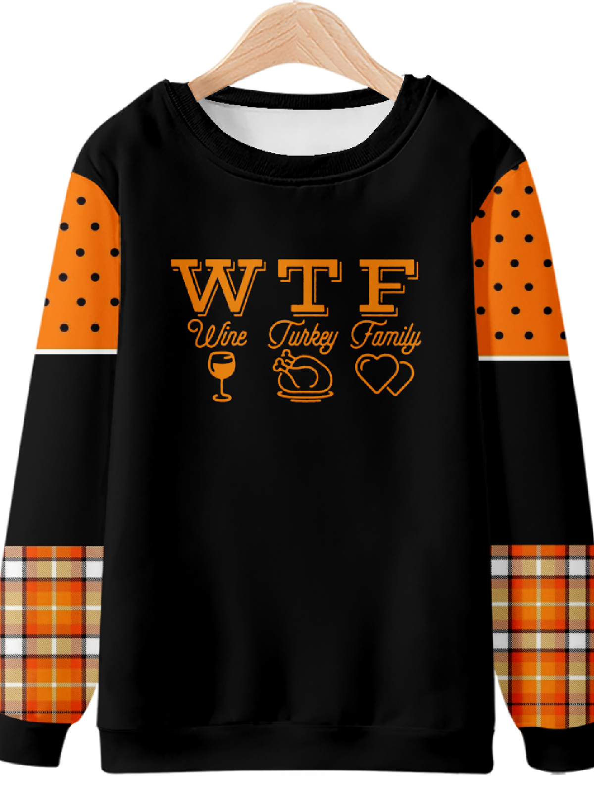 Thanksgiving Autumn Wishes Text Letters Casual Regular Fit Sweatshirt