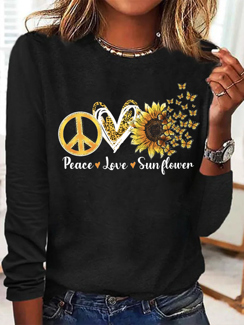 Hippie Peace Love Sunflower T-shirt