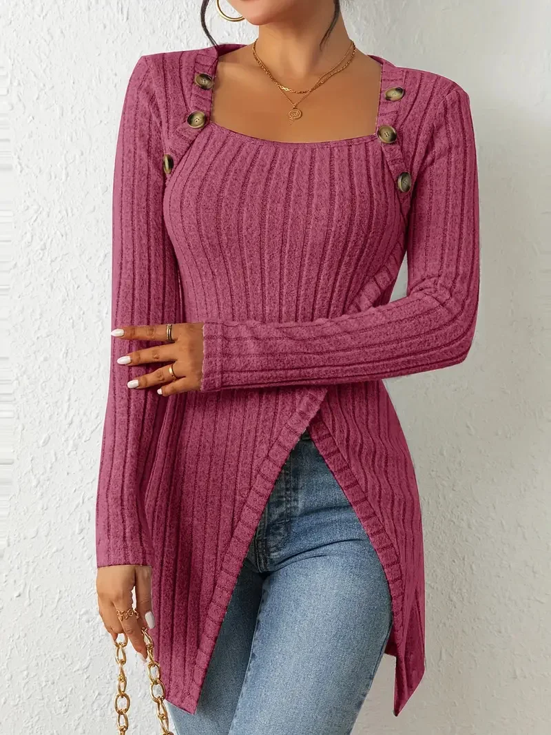 Casual Jersey Loose Crew Neck Blouse