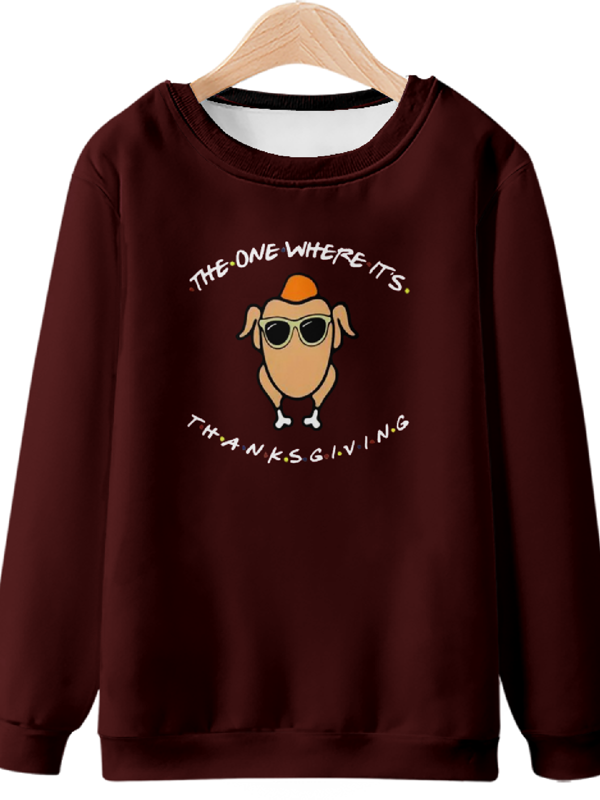 Thanksgiving Autumn Blessings Four-Side Projectile Text Letters Casual Sweatshirt