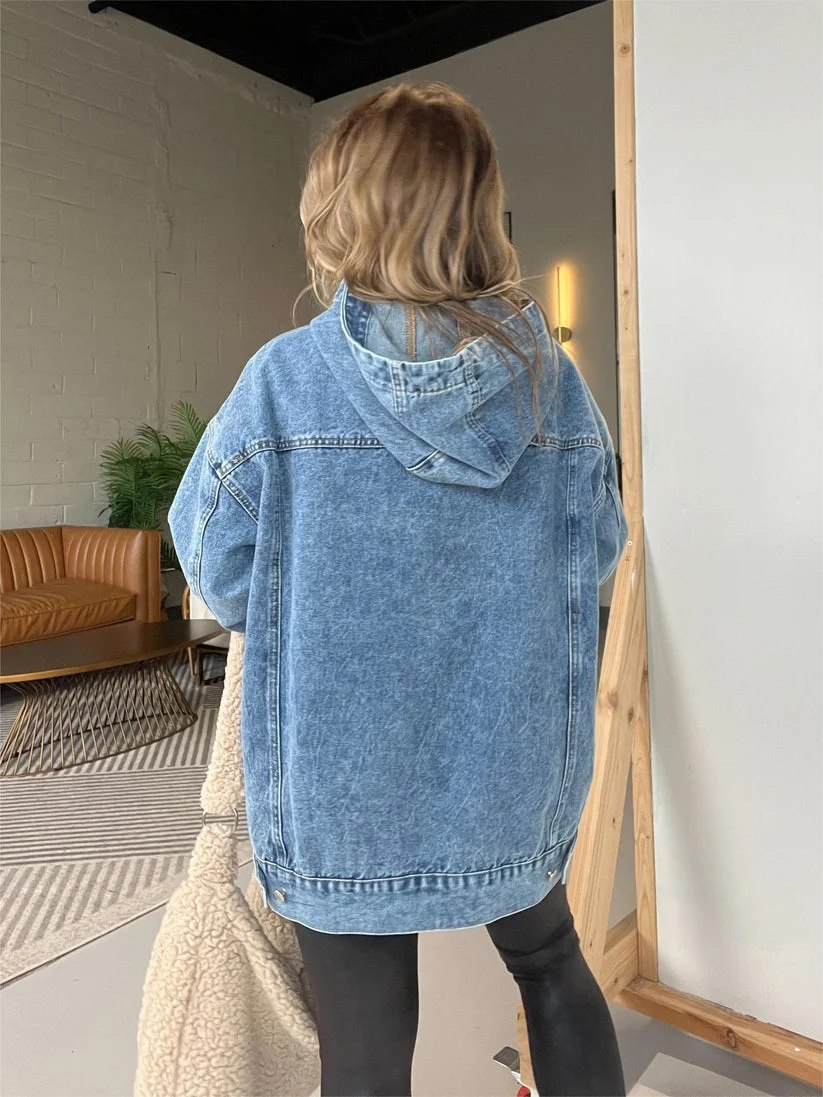 Hoodie Loose Casual Denim Hoodie