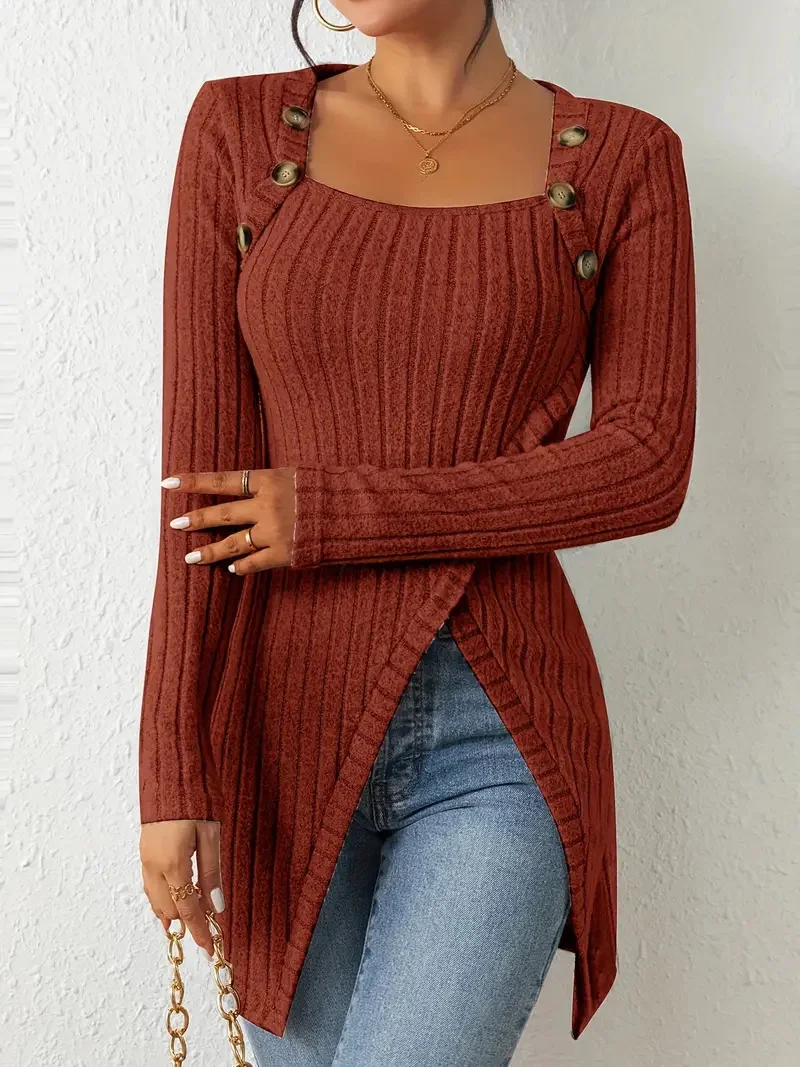 Casual Jersey Loose Crew Neck Blouse