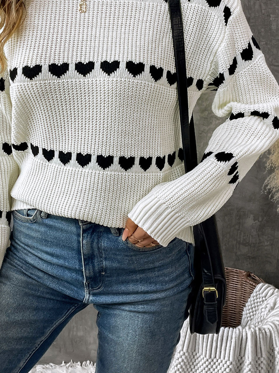 Loose Heart/Cordate Yarn/Wool Yarn Casual Sweater