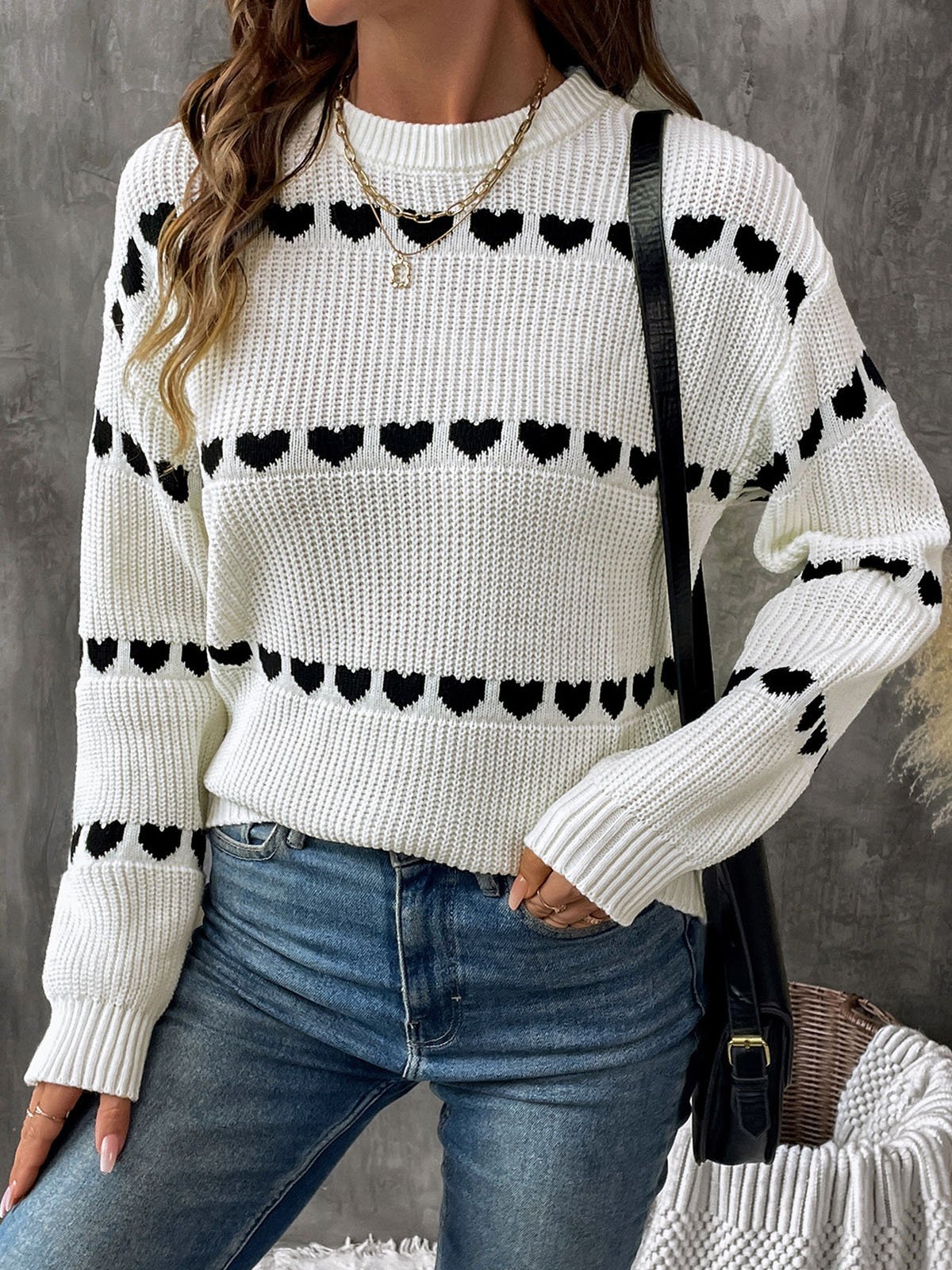 Loose Heart/Cordate Yarn/Wool Yarn Casual Sweater