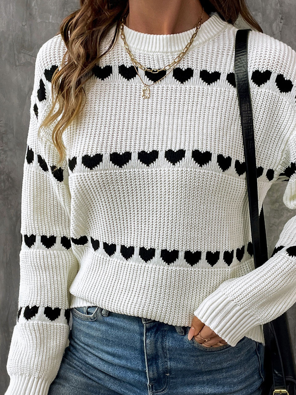 Loose Heart/Cordate Yarn/Wool Yarn Casual Sweater