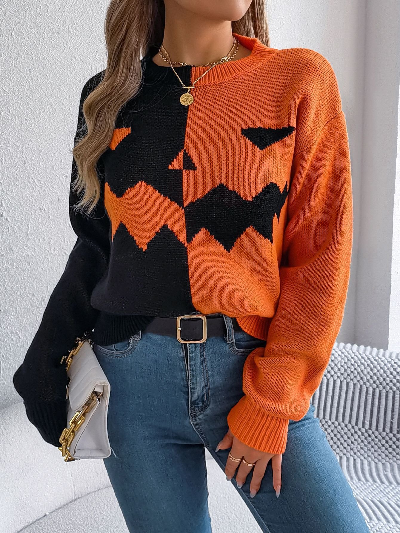 Halloween Casual Crew Neck Sweater