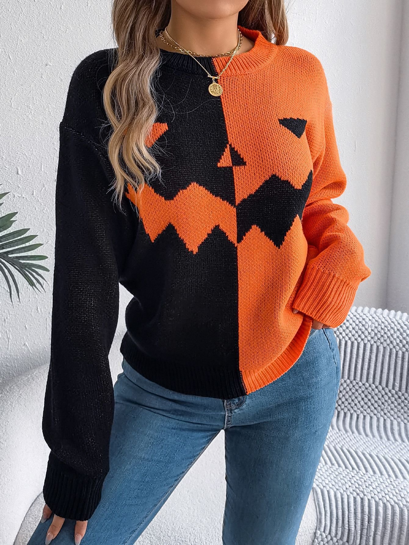 Halloween Casual Crew Neck Sweater