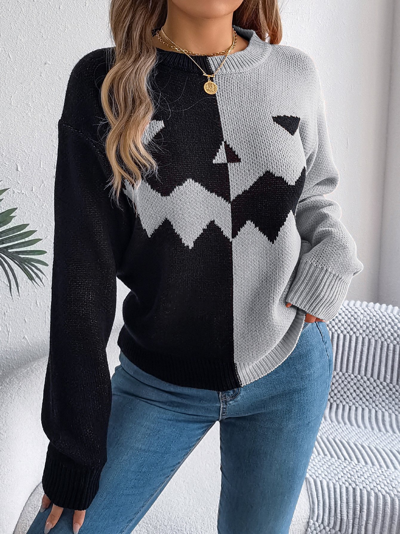 Halloween Casual Crew Neck Sweater