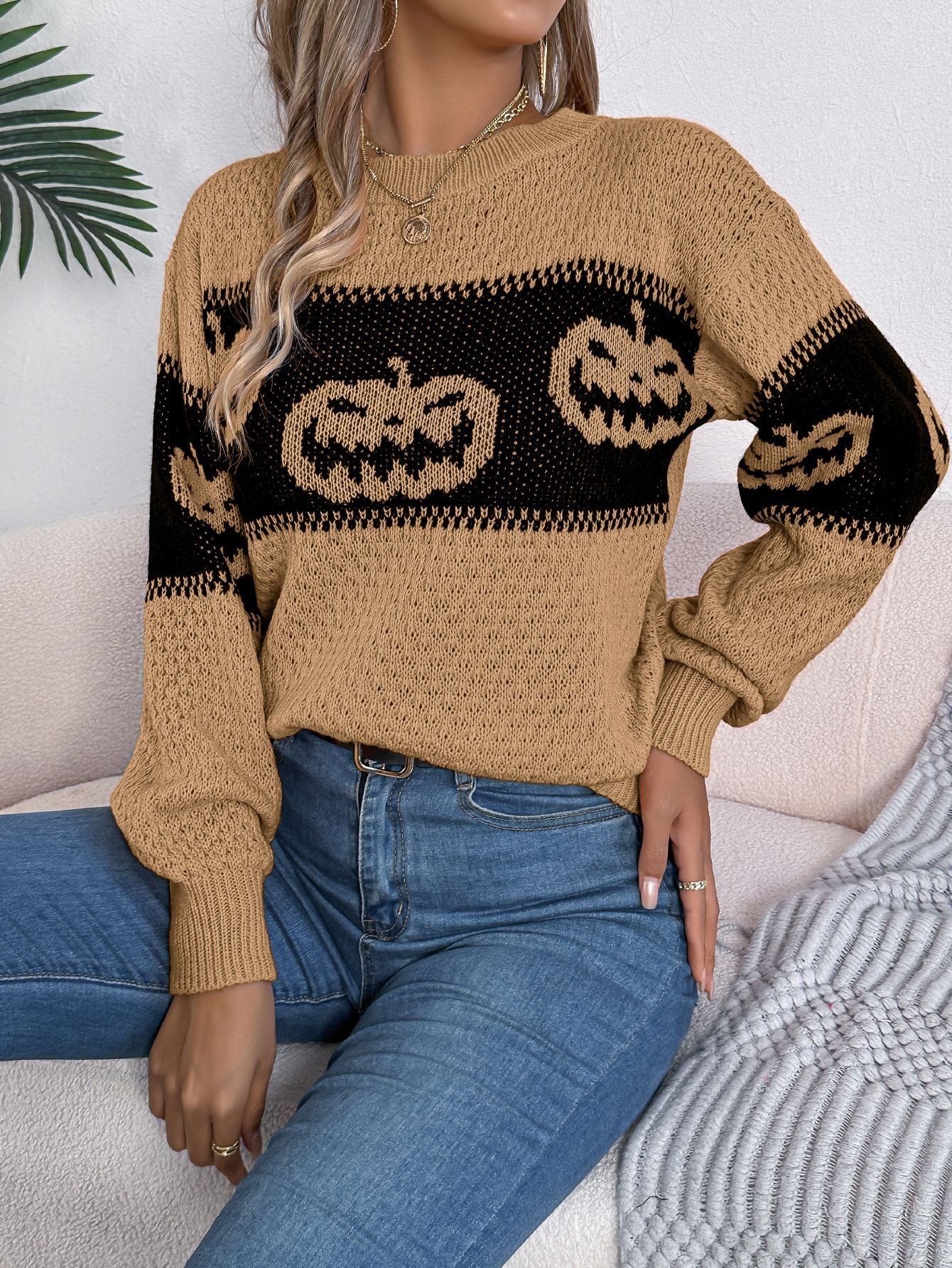 Halloween Casual Loose Wool/Knitting Sweater