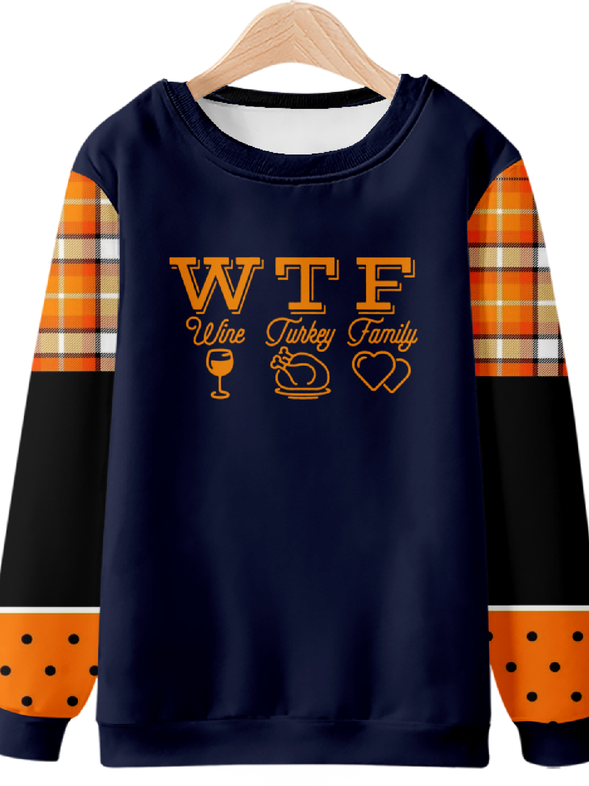 Thanksgiving Autumn Wishes Text Letters Casual Regular Fit Sweatshirt