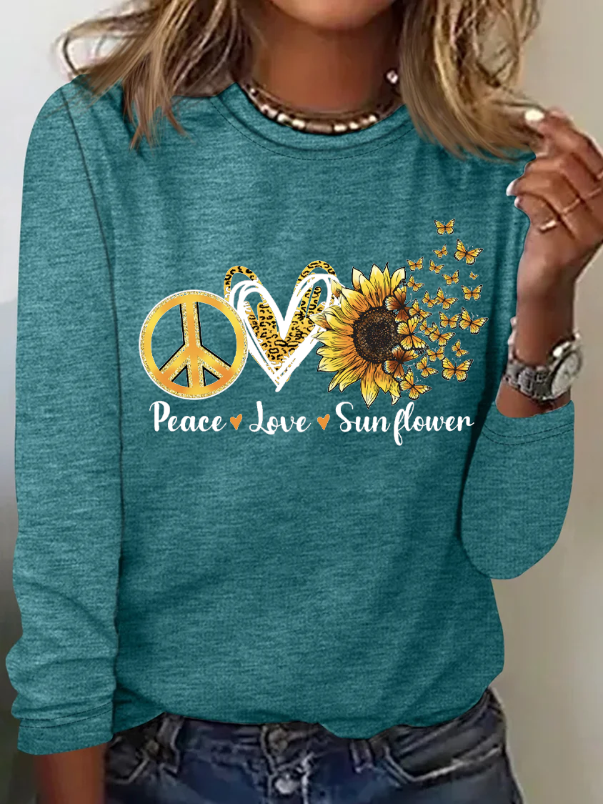 Hippie Peace Love Sunflower T-shirt