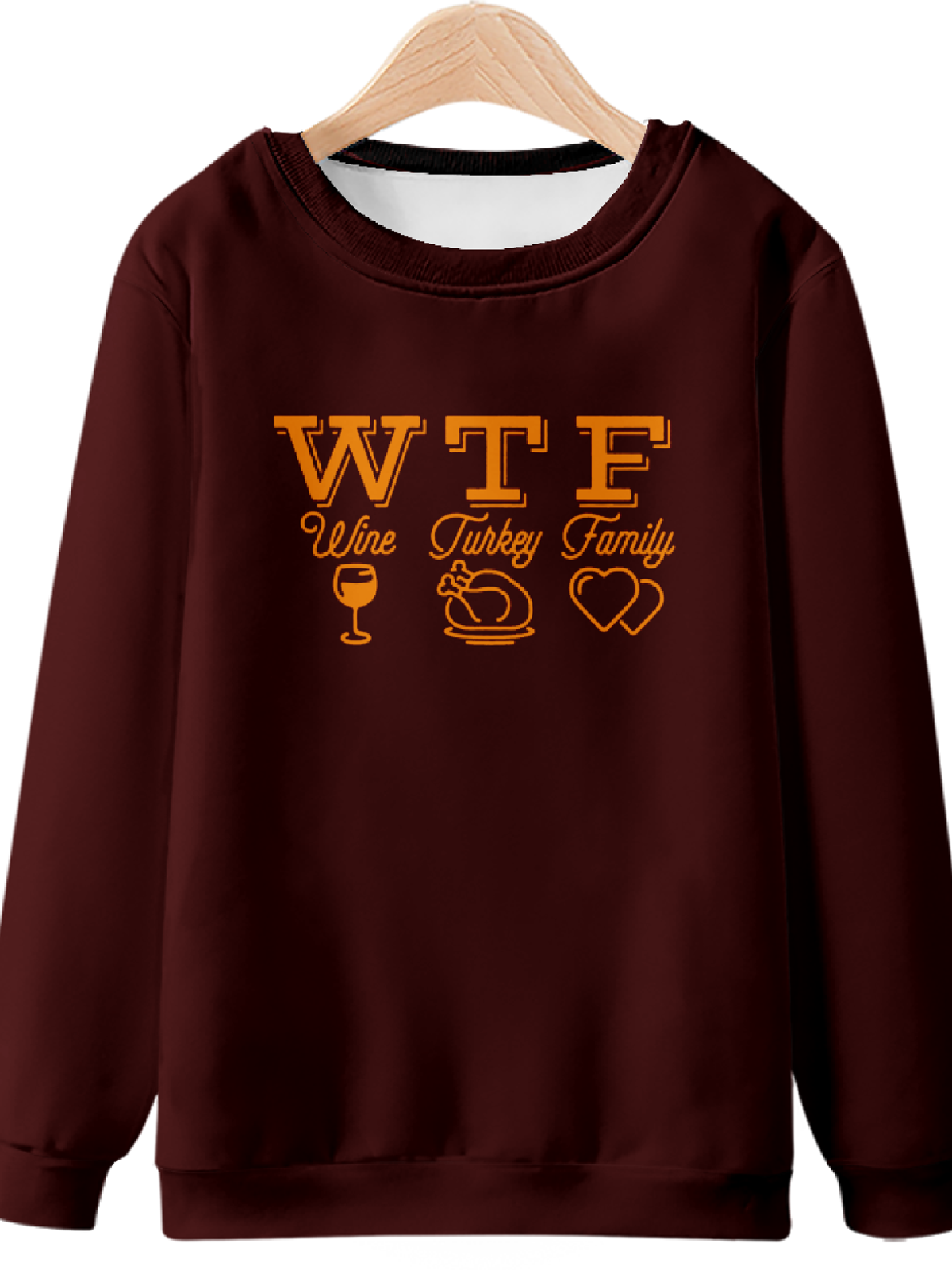 Thanksgiving Autumn Wishes Text Letters Casual Regular Fit Sweatshirt