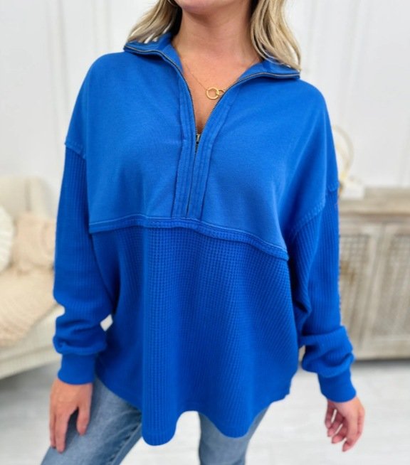 Loose Casual Shawl Collar Plain Sweatshirt