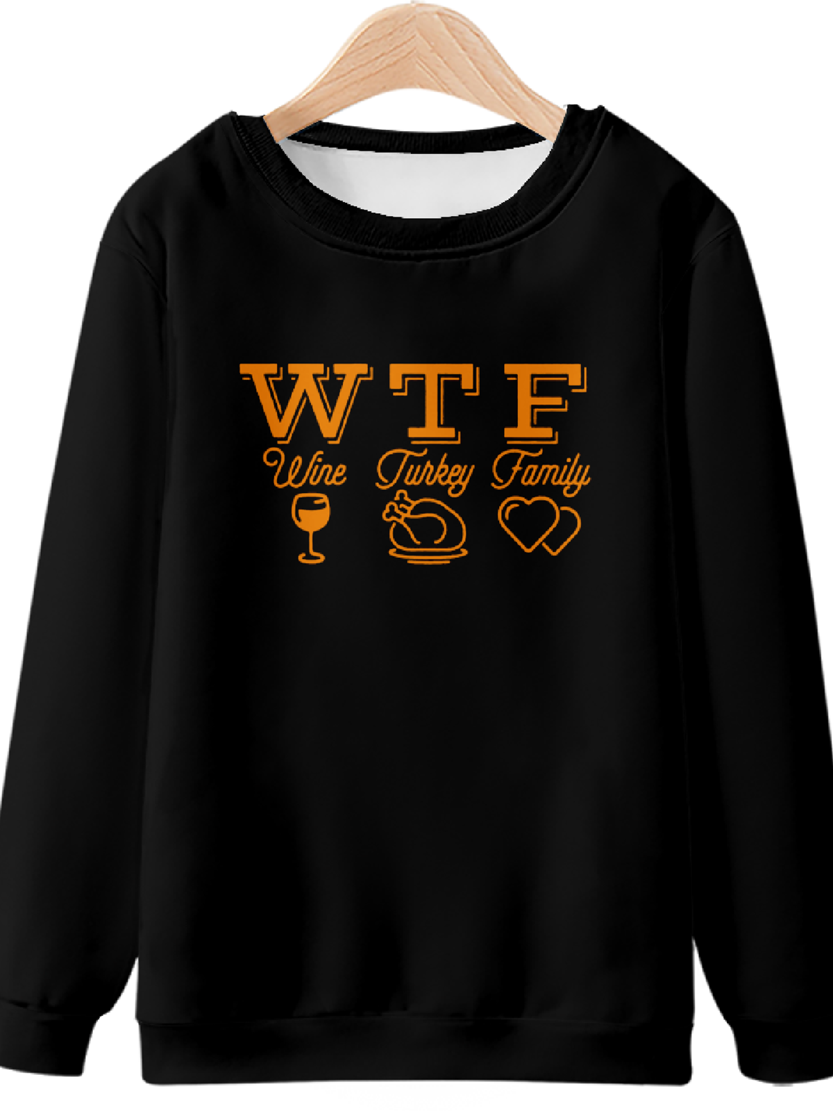 Thanksgiving Autumn Wishes Text Letters Casual Regular Fit Sweatshirt