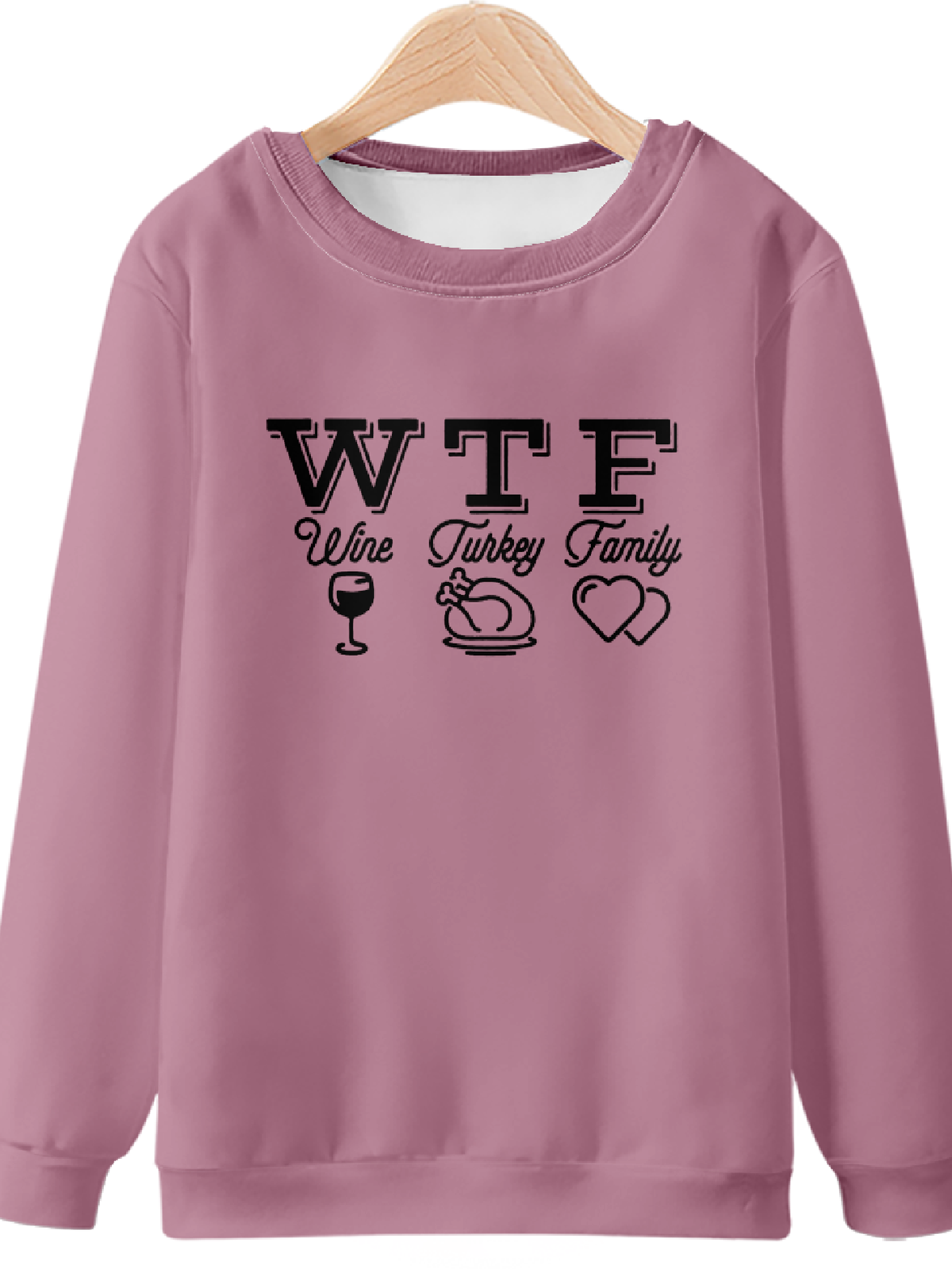 Thanksgiving Autumn Wishes Text Letters Casual Regular Fit Sweatshirt