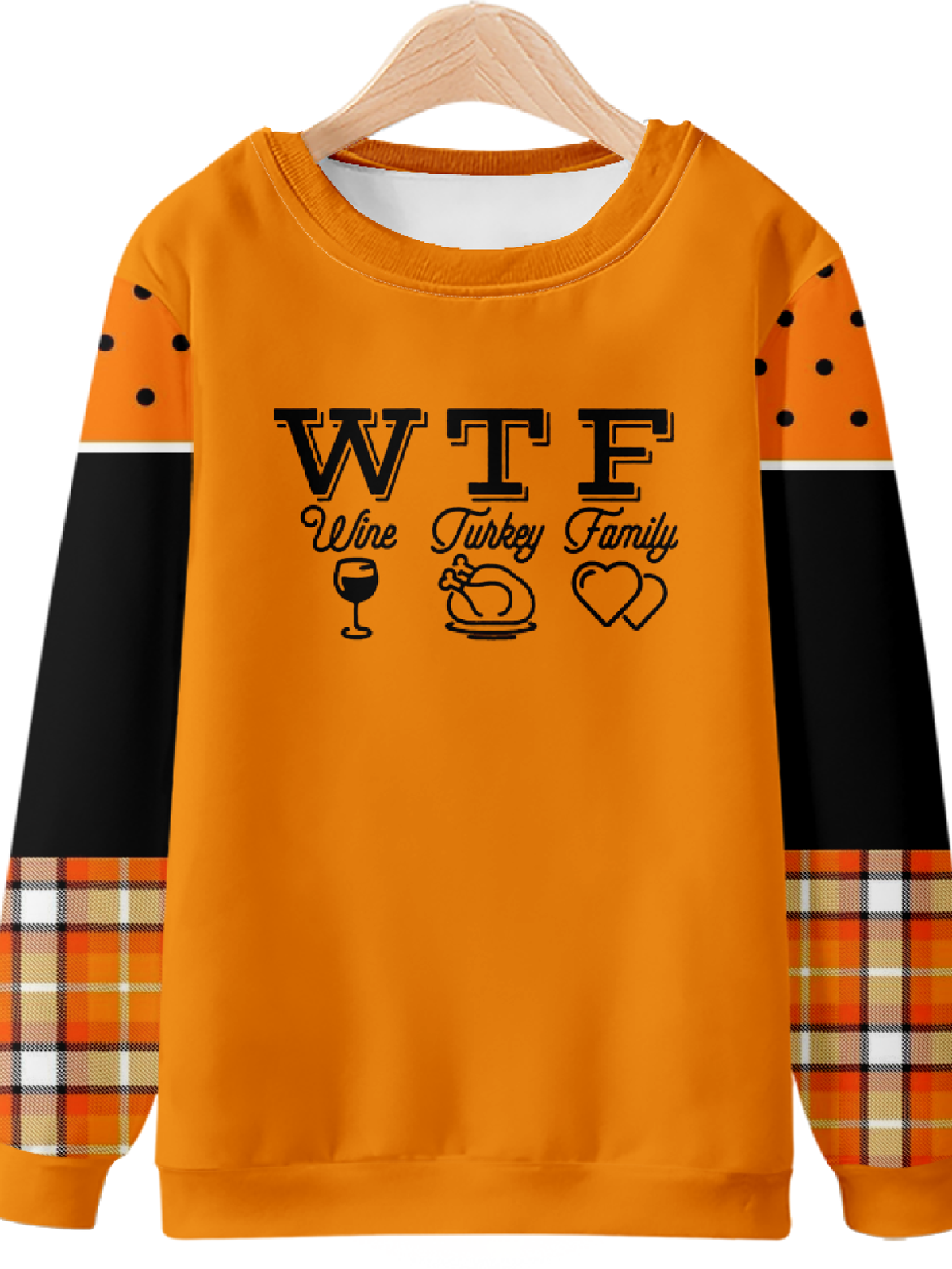 Thanksgiving Autumn Wishes Text Letters Casual Regular Fit Sweatshirt