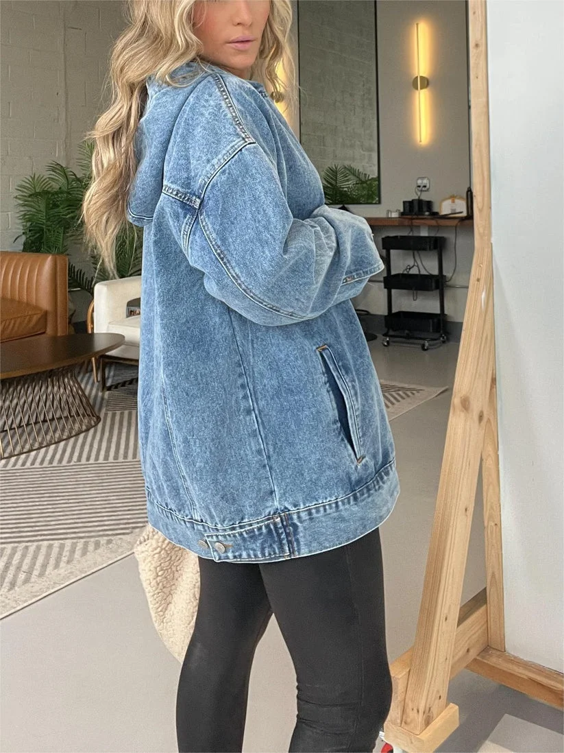 Hoodie Loose Casual Denim Hoodie