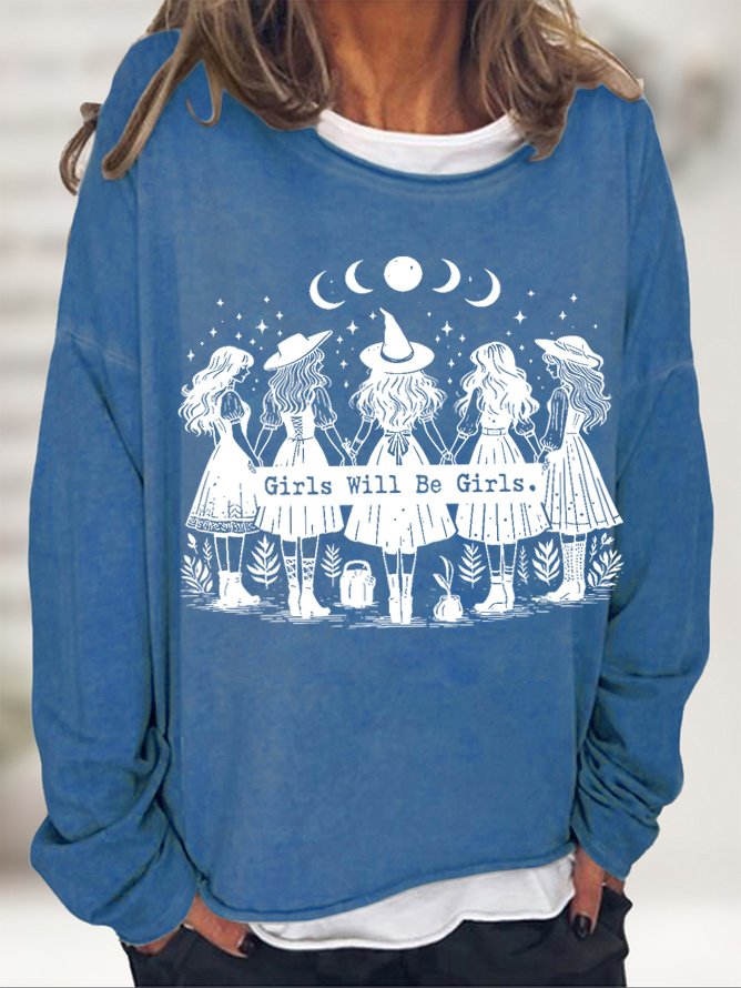 Halloween  Girls Will Be Girls Witch Sweatshirt