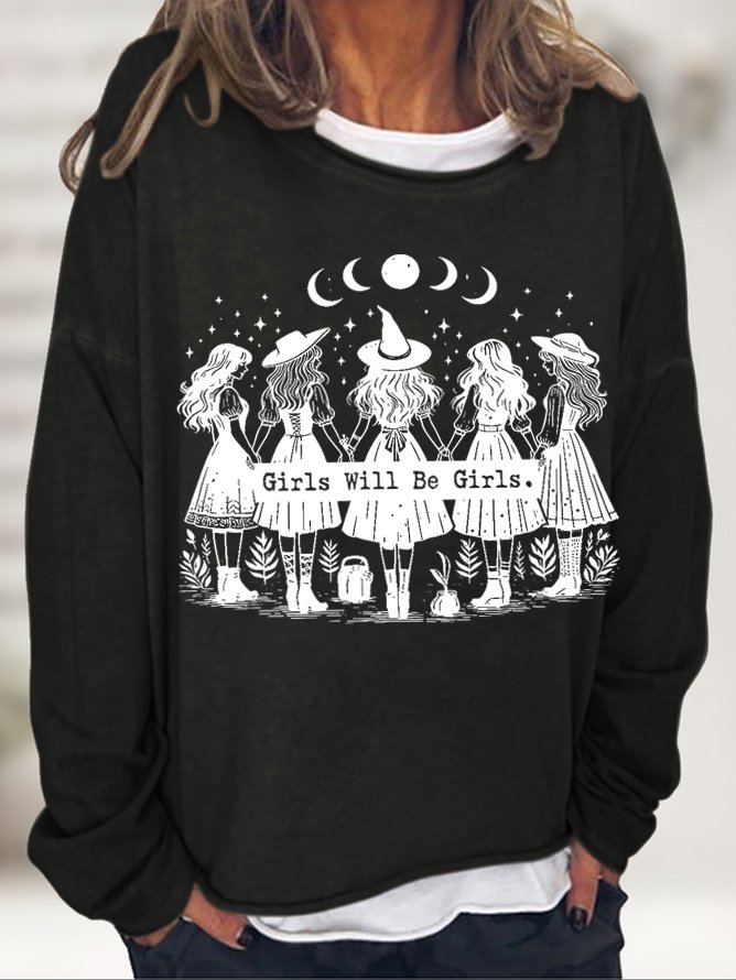 Halloween  Girls Will Be Girls Witch Sweatshirt