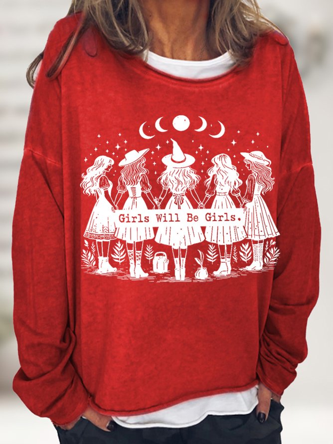 Halloween  Girls Will Be Girls Witch Sweatshirt