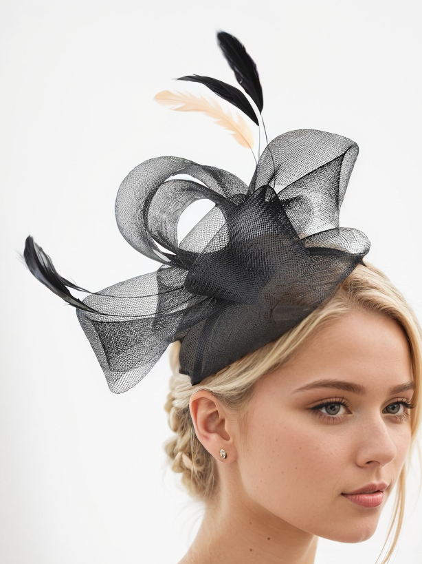 Women's Elegant Feather Mesh Headdress Hat