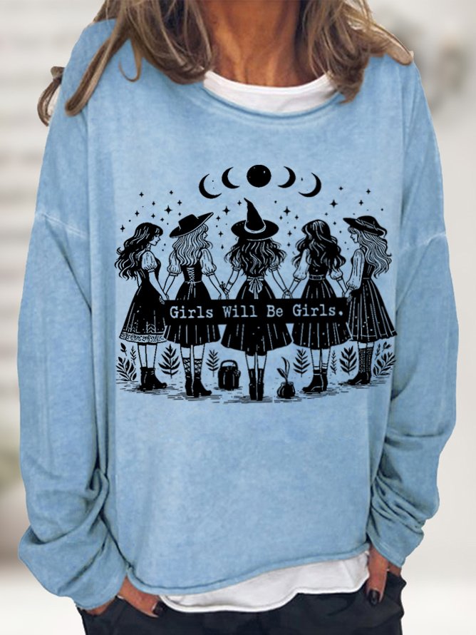 Halloween  Girls Will Be Girls Witch Sweatshirt