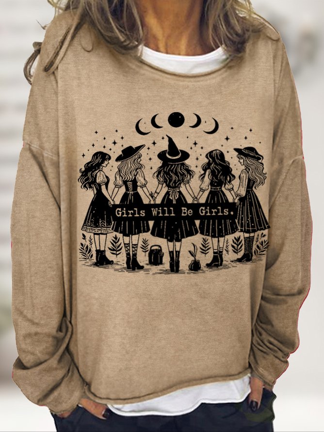 Halloween  Girls Will Be Girls Witch Sweatshirt