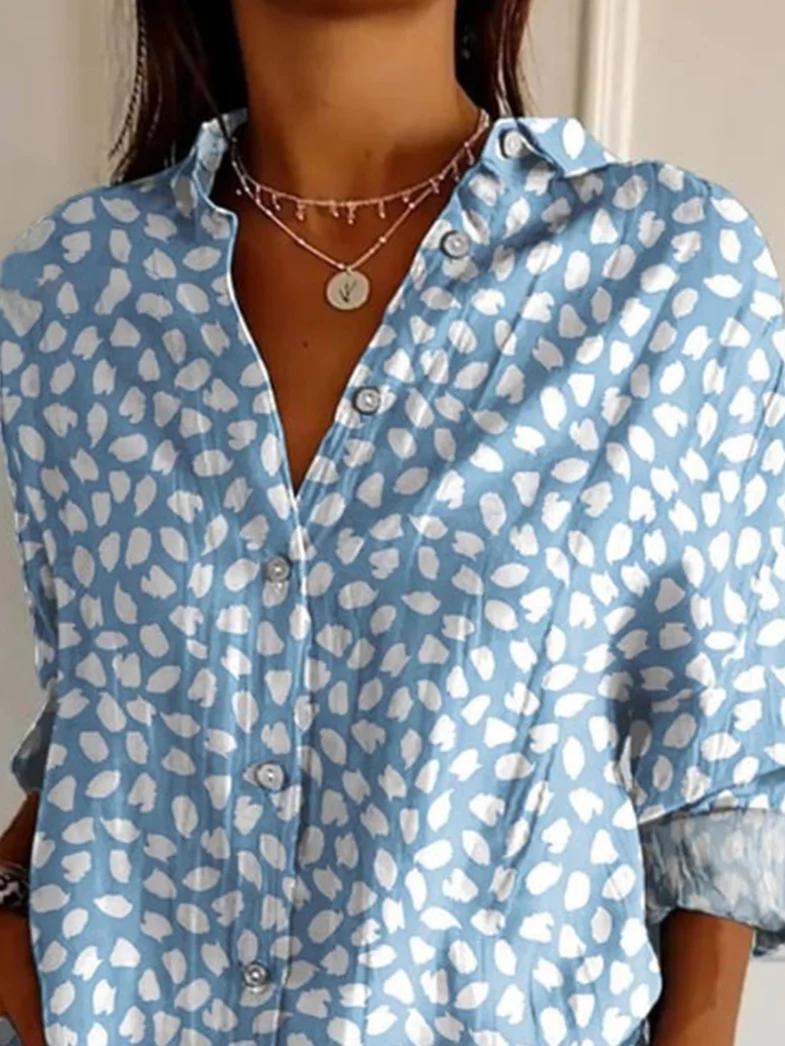 Vintage Shirt Collar Abstract Polka Dots Shirt