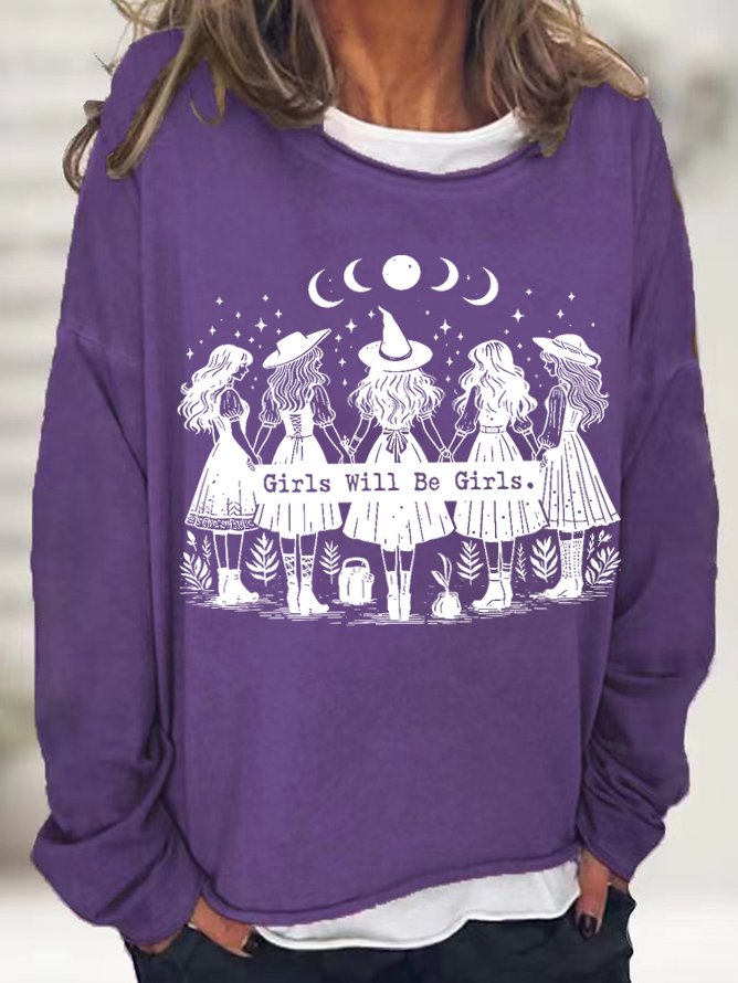 Halloween  Girls Will Be Girls Witch Sweatshirt