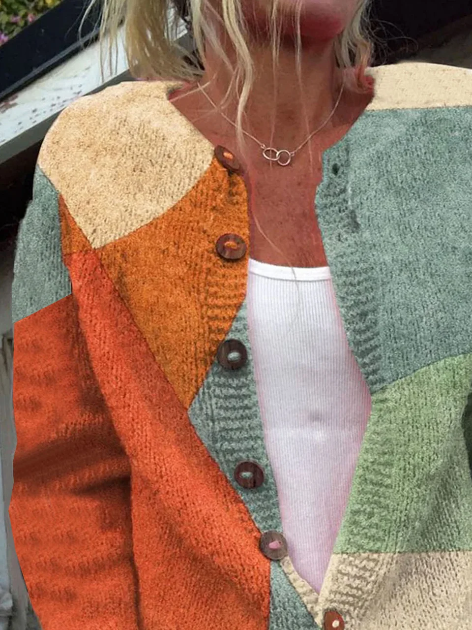 Colorblock Casual Cardigan