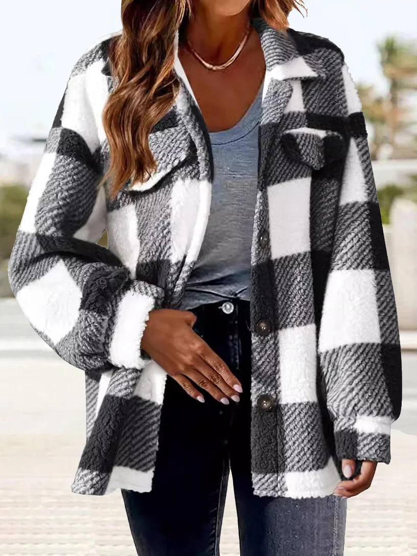 Casual Buttoned Teddy Jacket