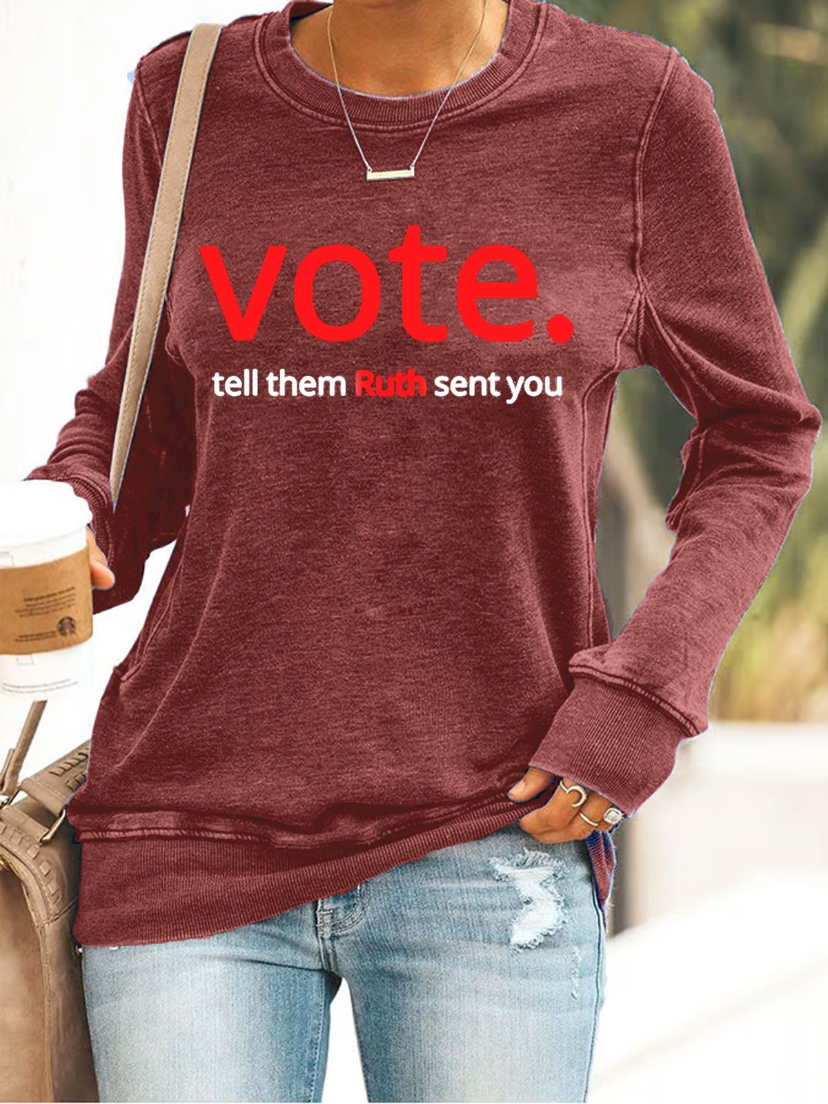 Women's Vote Like Ruth Sent You Print Casual Sweatshirt