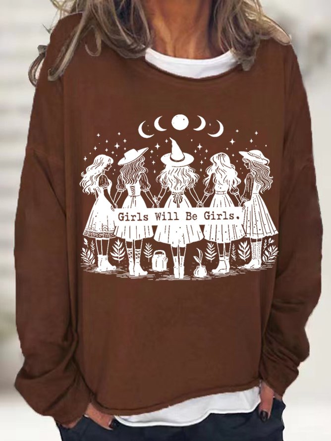 Halloween  Girls Will Be Girls Witch Sweatshirt