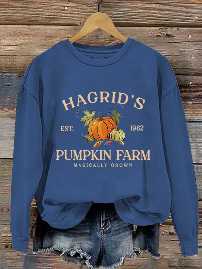 Hagrid's Pumpkin Patch Print Casual Sweatshirt