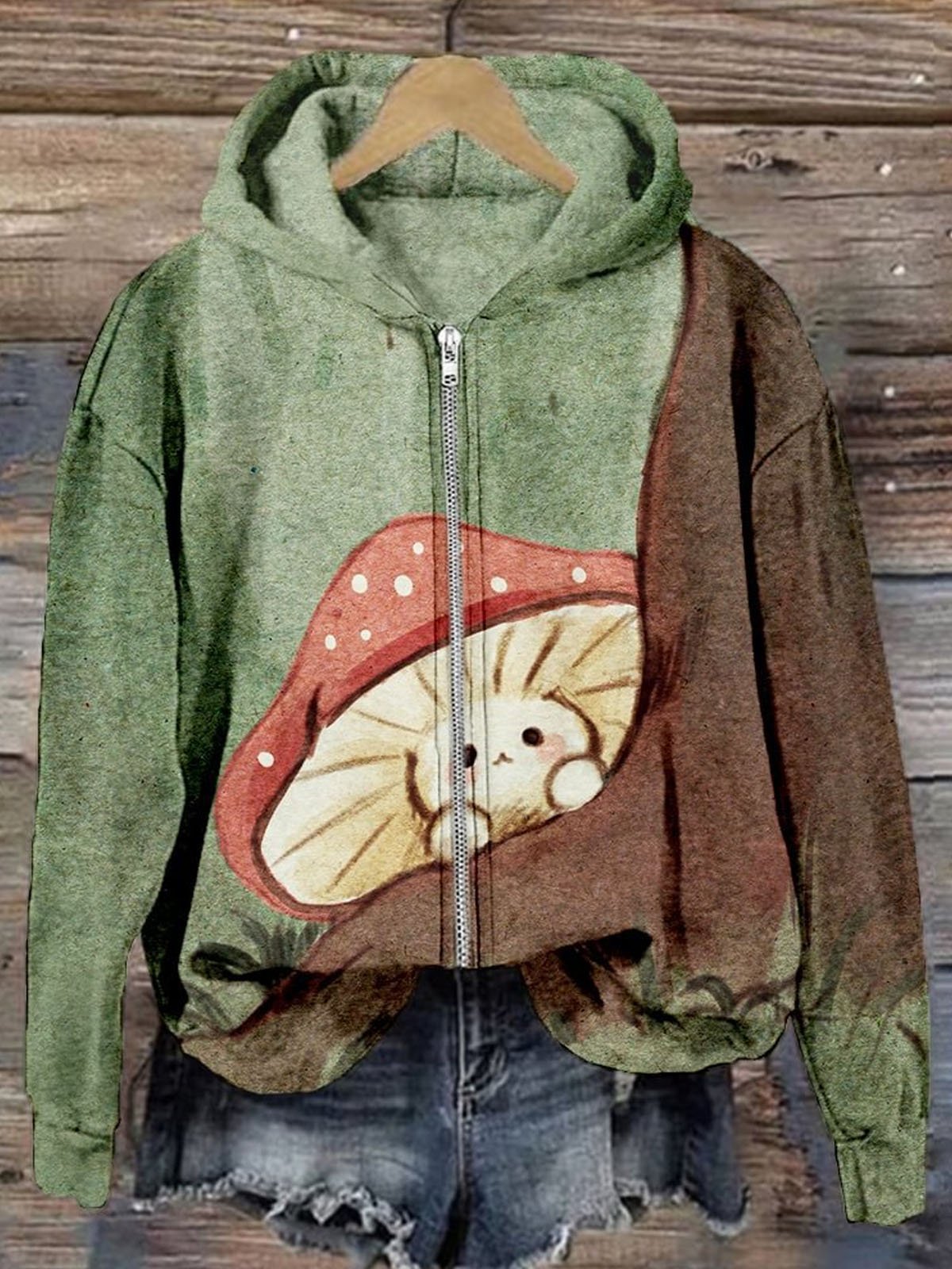 Zipper Loose Ethnic Casual Hoodie Jacket