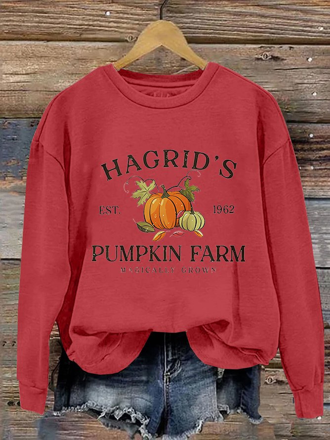 Hagrid's Pumpkin Patch Print Casual Sweatshirt