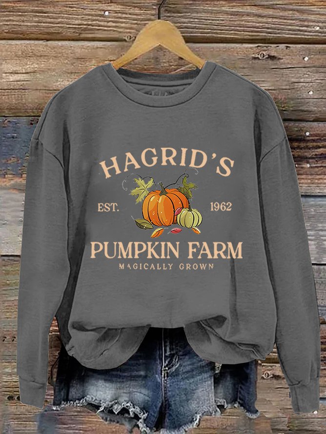 Hagrid's Pumpkin Patch Print Casual Sweatshirt