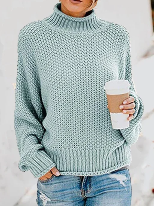 Turtleneck Casual Yarn/Wool Yarn Sweater