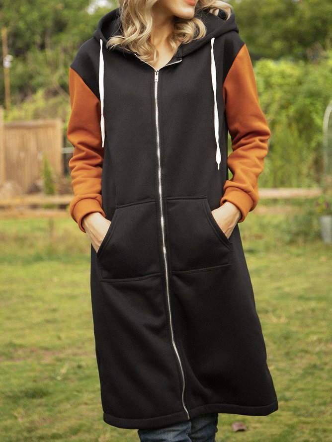 Hoodie Color Block Loose Casual Jacket