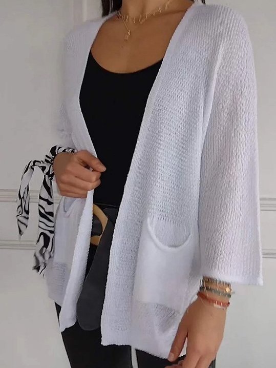 Pocket Stitching V Neck Casual Cardigan