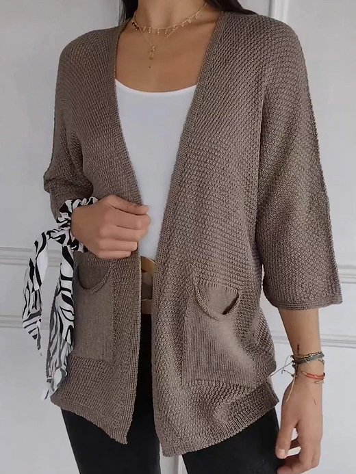 Pocket Stitching V Neck Casual Cardigan