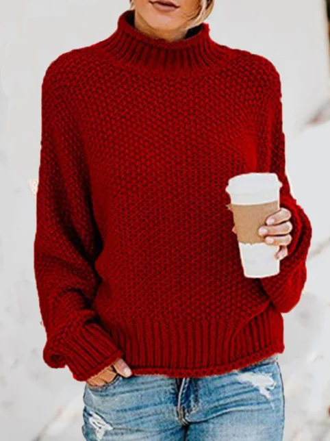 Turtleneck Casual Yarn/Wool Yarn Sweater