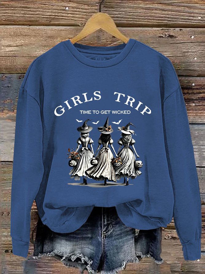 Unny Halloween Witch Girls Trip Time To Get Wicked Casual Sweatshirt