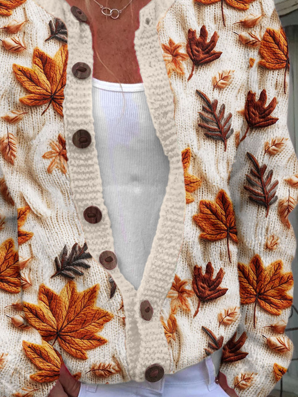 Maple Leaf Casual Loose Cardigan